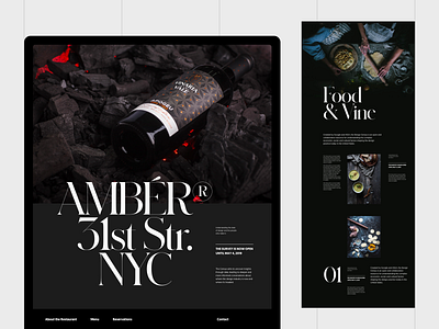 Amber Restaurant & Wine Bar black clean design grid header layout minimal modern serif simple typo typography web website whitespace