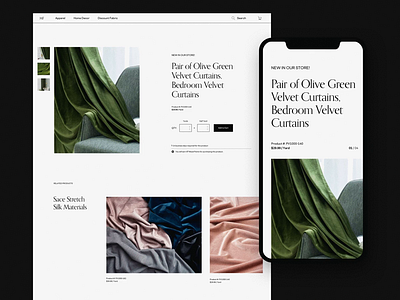 Mood Fabrics clean design grid header layout minimal typography web website whitespace