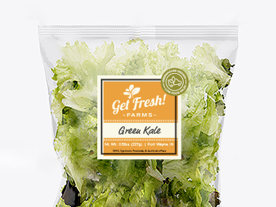 Get Fresh Farms Packaging – Front aquaponics brochure fresh greenhouse kale lettuce local organic produce