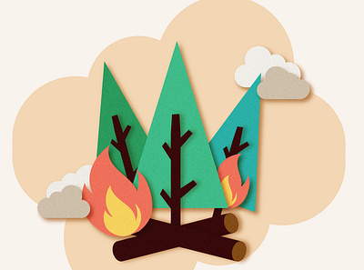 Fir Trees Bonfire bonfire branding design fir tree fire graphic design illustration poster texture tree vector