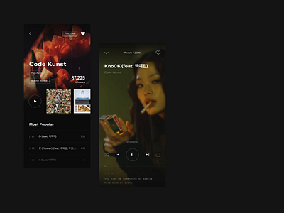 Music App Concept / Artist & Player animation app design application concept design interaction mobile mobile app mobile app design mobile design mobile ui motion music music app music player player ui video background visual design