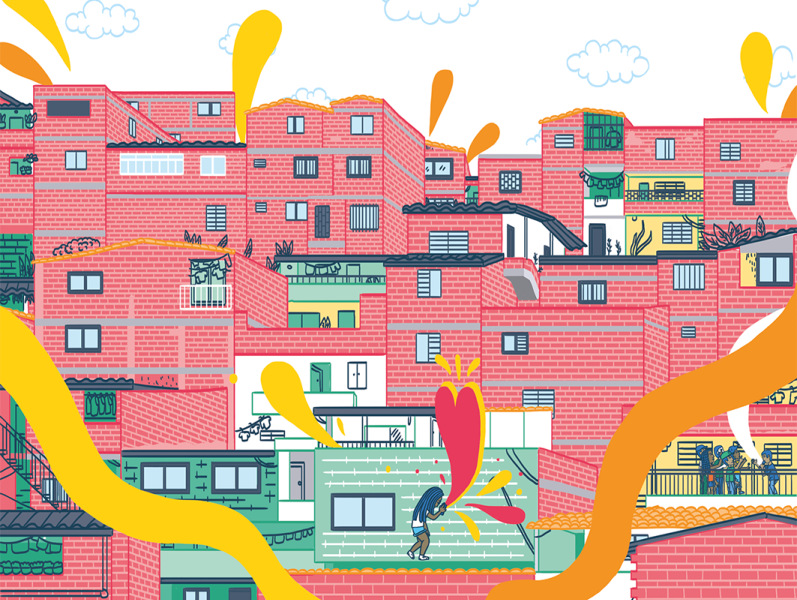 Comuna 13, Medellín. city colombia illustration medellin