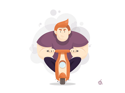 Not so fast but very furious 😆 athlete character design dribbble flat illustration man scooter