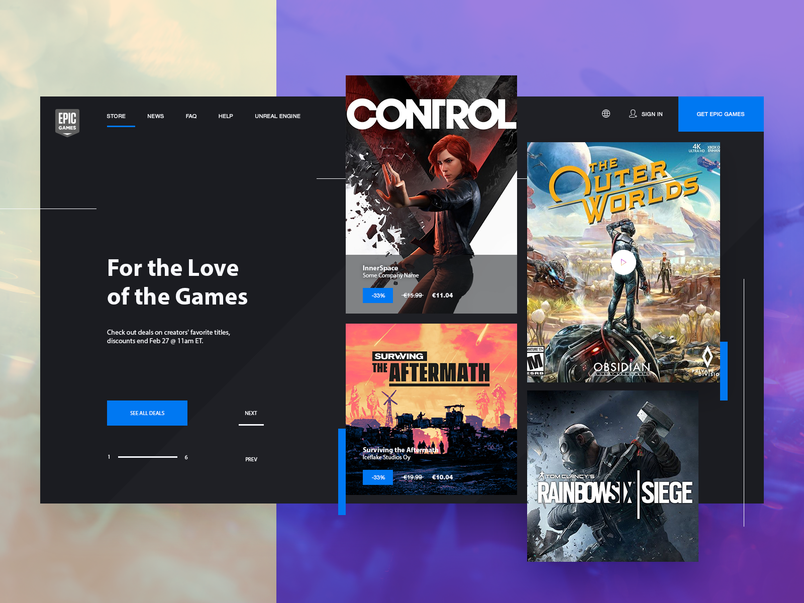 Epic Games Store - minimal widget by Malte Westedt on Dribbble