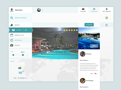 Vacation dashboard flat ios7 ipad travel ui vacation webdesign