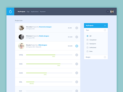 Juiiicy Projects Page dashboard flat projects ui ux