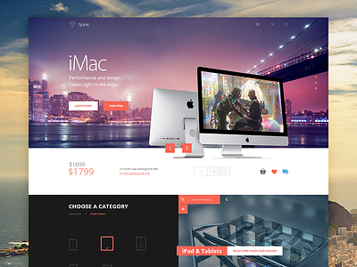 Sonic Commerce clean ecommerce flat layout template theme ui ux