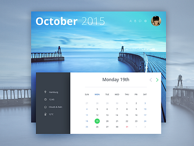 Calendar Widget app blue calendar design flat ui ux widget