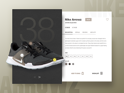 Nike Sneakers e commerce ecommerce interface landing page material design nike shoes shop sneakers ui user widget