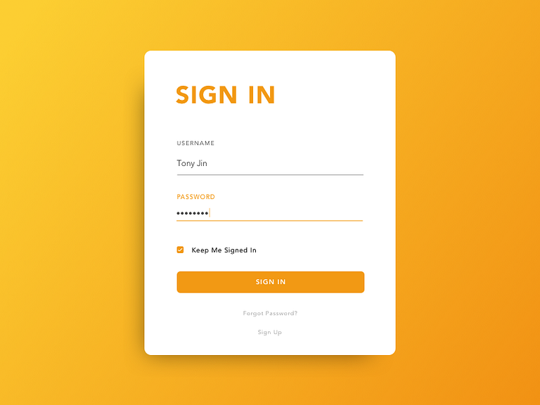 Daily UI #1 - Sign In Page by Tony Jin on Dribbble