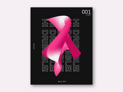 Hi Dribbble! design gradient graphic design pink poster poster art typography