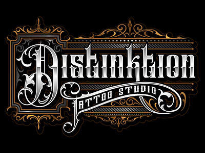 Distinktion Tattoo Studio branding calligraphy lettering logo logotattooartist