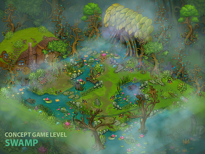 Swamp 2d art game illustrations lavel swamp