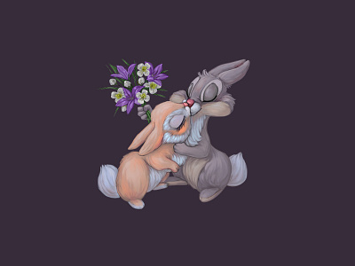 Bunny 2d art bunny flowers game icons illustrations love sketch
