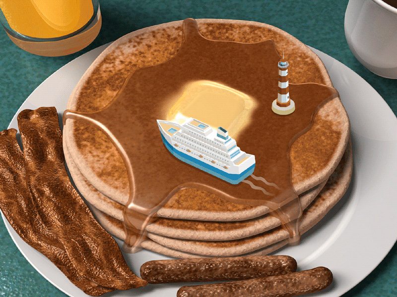 Cruise Ship Breakfast bacon gif lighthouse pancake ship syrup