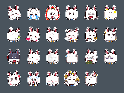 A set of big face rabbit expression