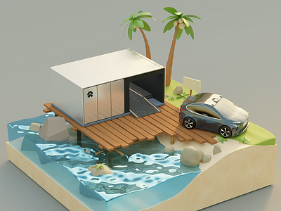 Small beach scene 3d