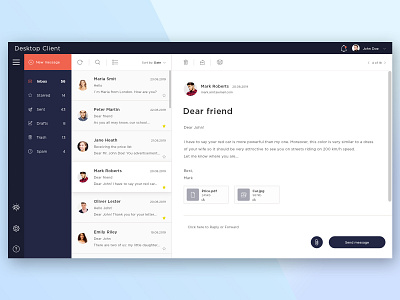 Mail agent design agent app application client design email design flat mail mail app minimal ui ux web