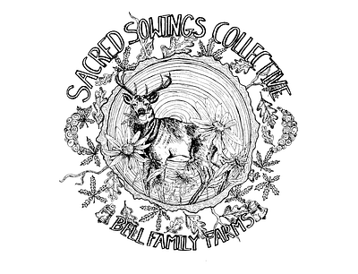 Sacred Sowing Collective family owned flowers hemp illustration logo maryland pen drawing stag