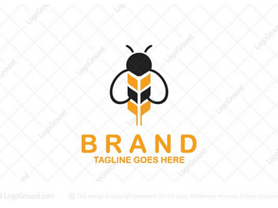 Wheat and Bee Logo agriculture bee bee logo bees brand branding design honey logo logos wheat