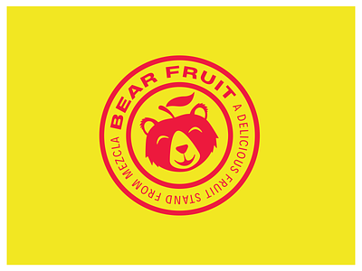 Bear Fruit Stand Logo/Seal apple badge bear brand mark branding design fruit logo logo design logo mark red restaurant restaurant branding seal yellow