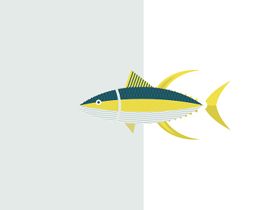 Yellowfin Tuna / Hamachi Illustration blue fish fish logo hamachi illustration logo logo design teal yellow
