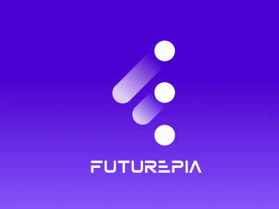 FUTUREPIA logo bi blockchain blue branding coin futurepia futurism gif gif logo gradation logo logo 3d logo gif main net sns ultraviolet violet white logo