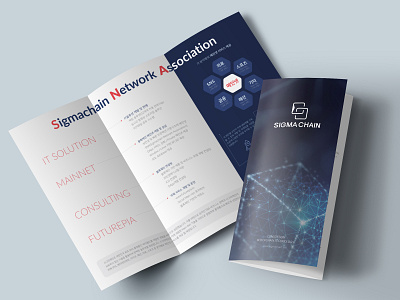 Smg brochure blockchain blue and white branding brochure brochure tri fold conference design flyer info leaflet mainnet