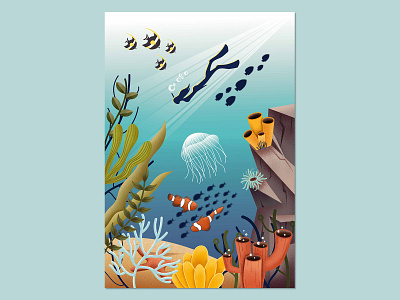 Great barrier reef illustration travel