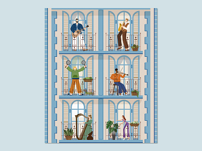 Balcony orchestra illustration