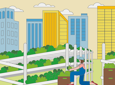 Rooftop farmers design illustration vector