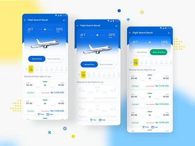 Tiket.com - Anti Galau Exploration app blue booking cards design clean departure design flight flight search landing minimalist mobile ui yellow