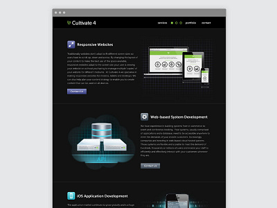 Cultivate 4 2 column api black site clean design nudds responsive web design