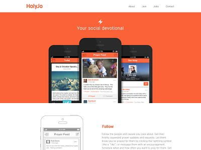 Landing Page app clean flat design iphone iphone5 landing page lightning nudds orange prayer responsive web design