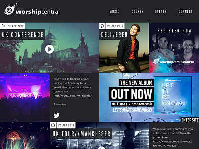 Worship Central Home clean home page htb music site nudds twitter feed web design worship central