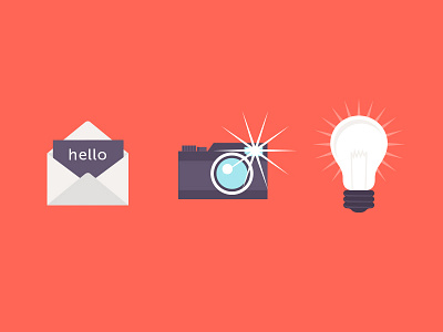 Icons camera clean email flat design icons letter light light bulb nudds purple