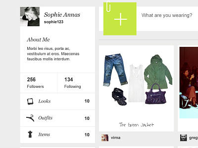 Online Closet bio clean clothing coat hanger fashion feed new post nudds user profile webdesign