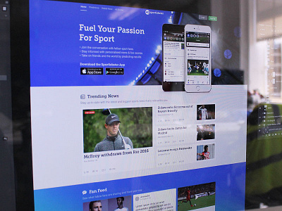 Landing Page app cards header landing page news nudds responsive scores social sport stadium
