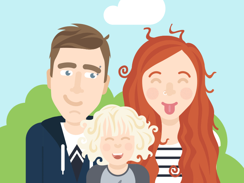 Family child dad faces family fun happy illustration laughing mum nudds smiling