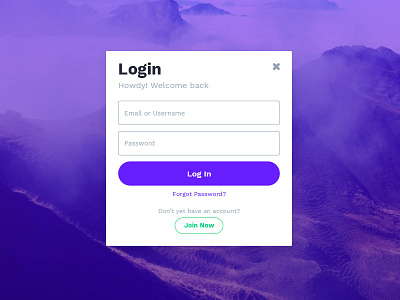 Login Modal button fields form log in login modal nudds rounded sign up
