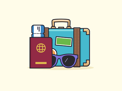 Travel case flight illustration nudds passport sticker suitcase summer sunglasses ticket transport travel