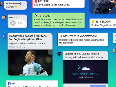 Chat Content ads app card chat commentary football live news nudds photo sport widget