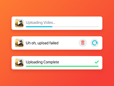 Uploading complete delete done error failed nudds retry success trash upload uploading video