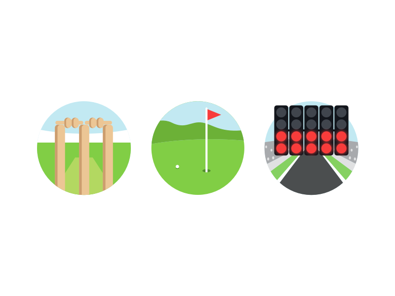 Empty State Illustrations icons race stadium state empty sport illustration formula 1 cricket golf nudds