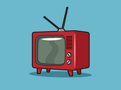 Television cartoon illustration illustrator nudds print red television vector