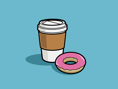Morning Glory coffee coffee cup doughnut illustration nudds pink icing print snacks