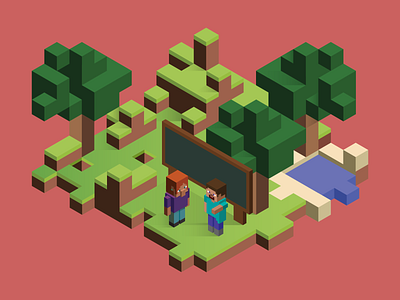 Minecraft Education Edition Parent's Guide Header gaming illustration isometric art isometric design isometric illustration minecraft