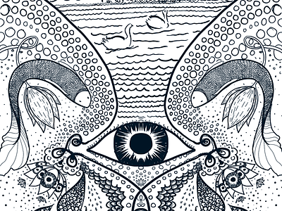 Reopen the mind eye indian motif line art lotus psychedelic sun swan