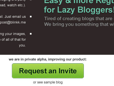 Request an Invite. button call to action green landing page