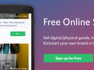 Free Online Stores Landing Page (Partial) android gradient landing page online store screenshots